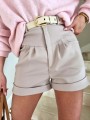 SPODENKI SZORTY Z WYSOKIM STANEM jasny beż