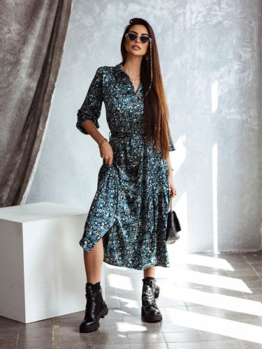 Satynowa sukienka morska Maxi Cocomore