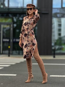 SUKIENKA MIDI CINAMON W ZWIERZĘCY PRINT z paskiem