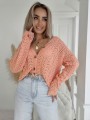 Ażurowy sweterek WOOD rozpinany BY ME pomarańczowy