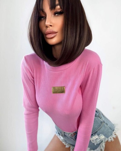 BODY prążek LAURA ROSA różowe