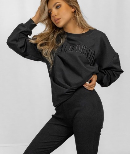 Komplet bawełniany z legginsami CALIFORNIA czarny