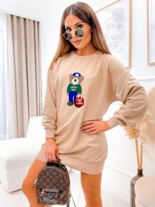 Sukienka Długa bluza Fluffy Bear Beżowa