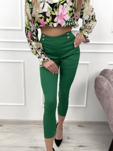 Spodnie cygaretki Freesia 7/8 zielone L111