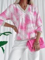 Bluzka Vneck  Pink & White LUISE
