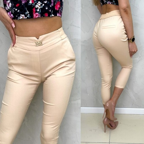 Spodnie cygaretki Freesia 7/8 beżowe L114