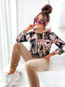 WELUROWY komplet dresowy TROPICAL beżowy