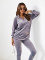 Welurowy komplet dresowy z legginsami SZARY