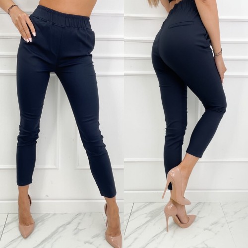 Spodnie cygaretki Freesia z gumką w pasie L055 granatowe