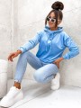 Bluza welurowa HOODIE błękitna
