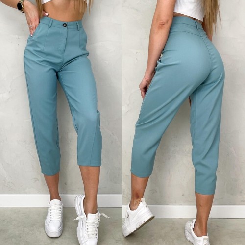 Eleganckie spodnie materiałowe Freesia 7/8 zielone L186 