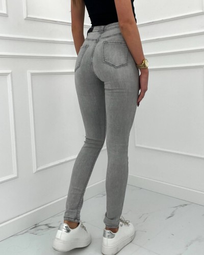 Spodnie Jeans z WYSOKIM STANEM Toxik szare L185-J74
