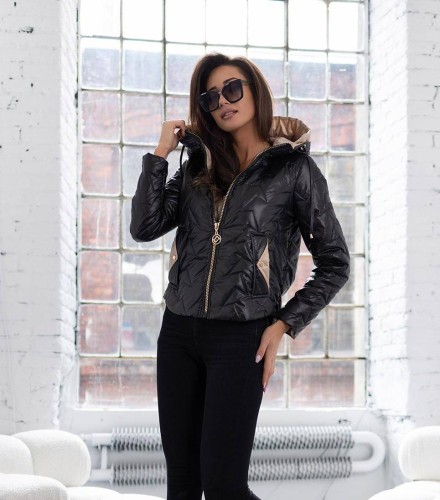 Pikowana kurtka na wiosnę ELIZA czarna SM