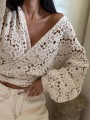 Kimono AŻUROWE kwiaty – jasny beż BY ME