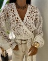 Kimono AŻUROWE NEW koła – jasny beż BY ME
