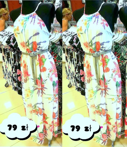 MAXI sukienka w delikatny kwiatowy print WYPRZEDAŻ 