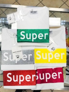 Koszulka T-Shirt SUPER Srebrny brokat WYPRZEDAŻ