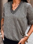 Bluzka Vneck w złoto-czarne paski LUISE