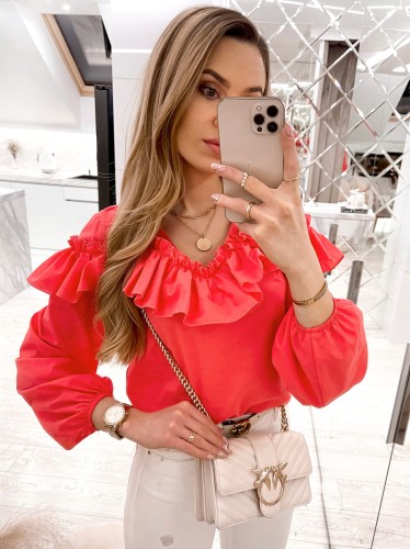 Bluzka z falbanką LOLITA koralowa