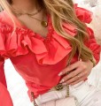 Bluzka z falbanką LOLITA koralowa